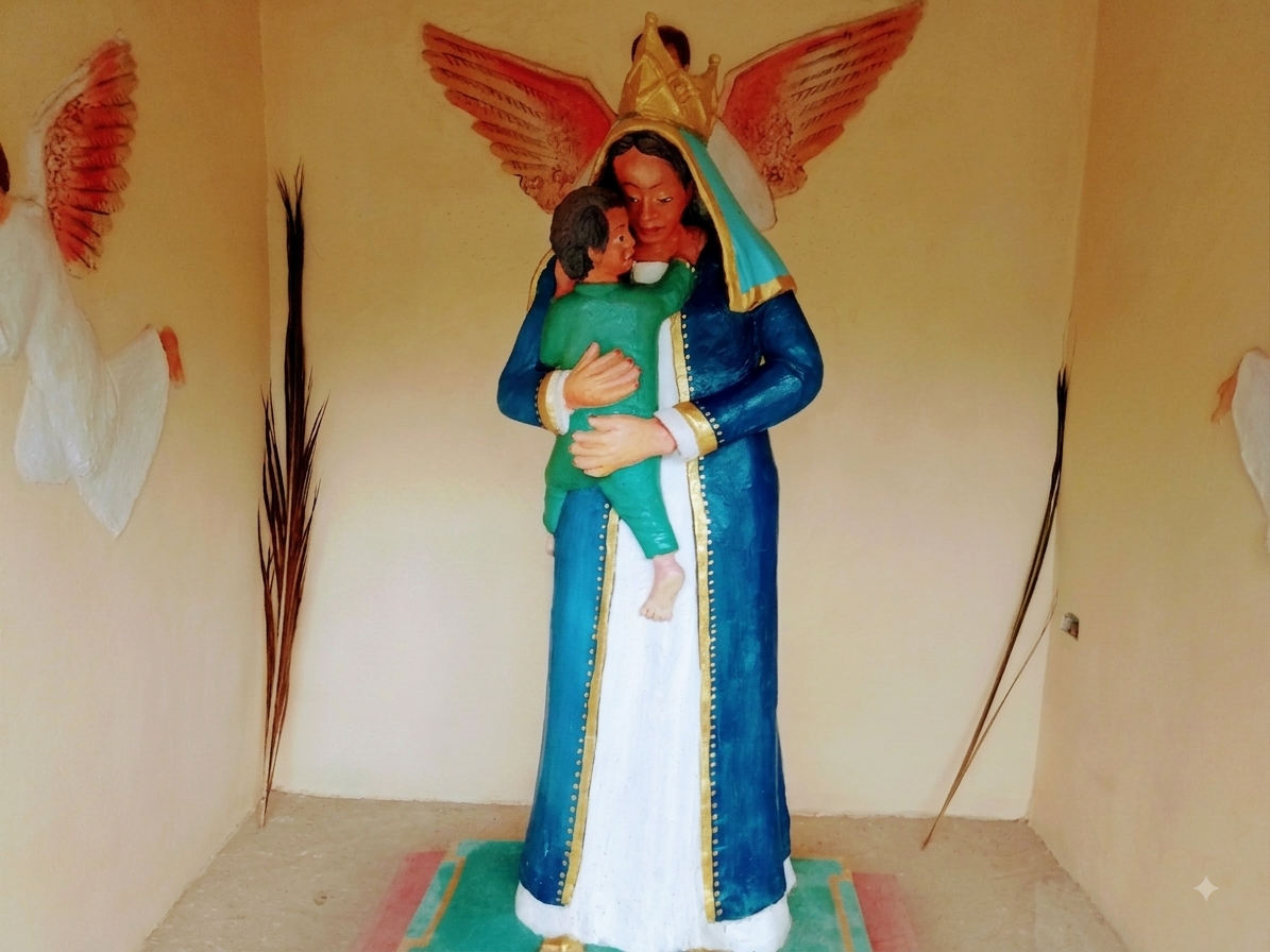 Statue of the Blessed Virgin Mary holding the child Jesus
